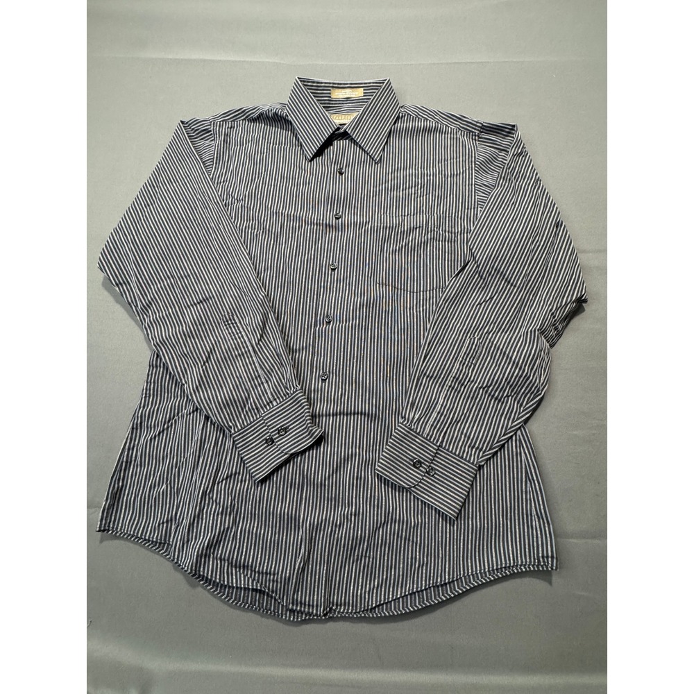 Van Heusen Mens Fitted Stripe Dress Shirt Long Sleeve Button‎ Down Collar